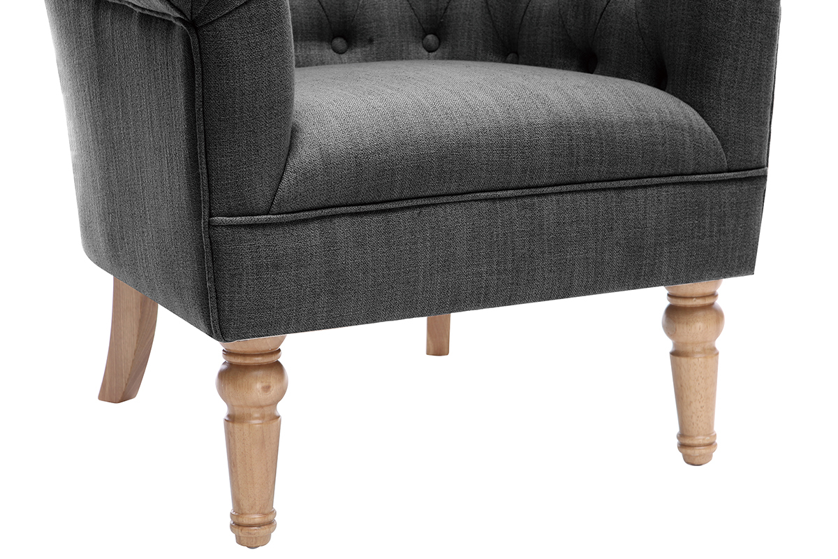 Sill�n cl�sico tejido gris oscuro patas madera BALTHAZAR