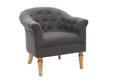 Sill&oacute;n cl&aacute;sico tejido gris oscuro patas madera BALTHAZAR