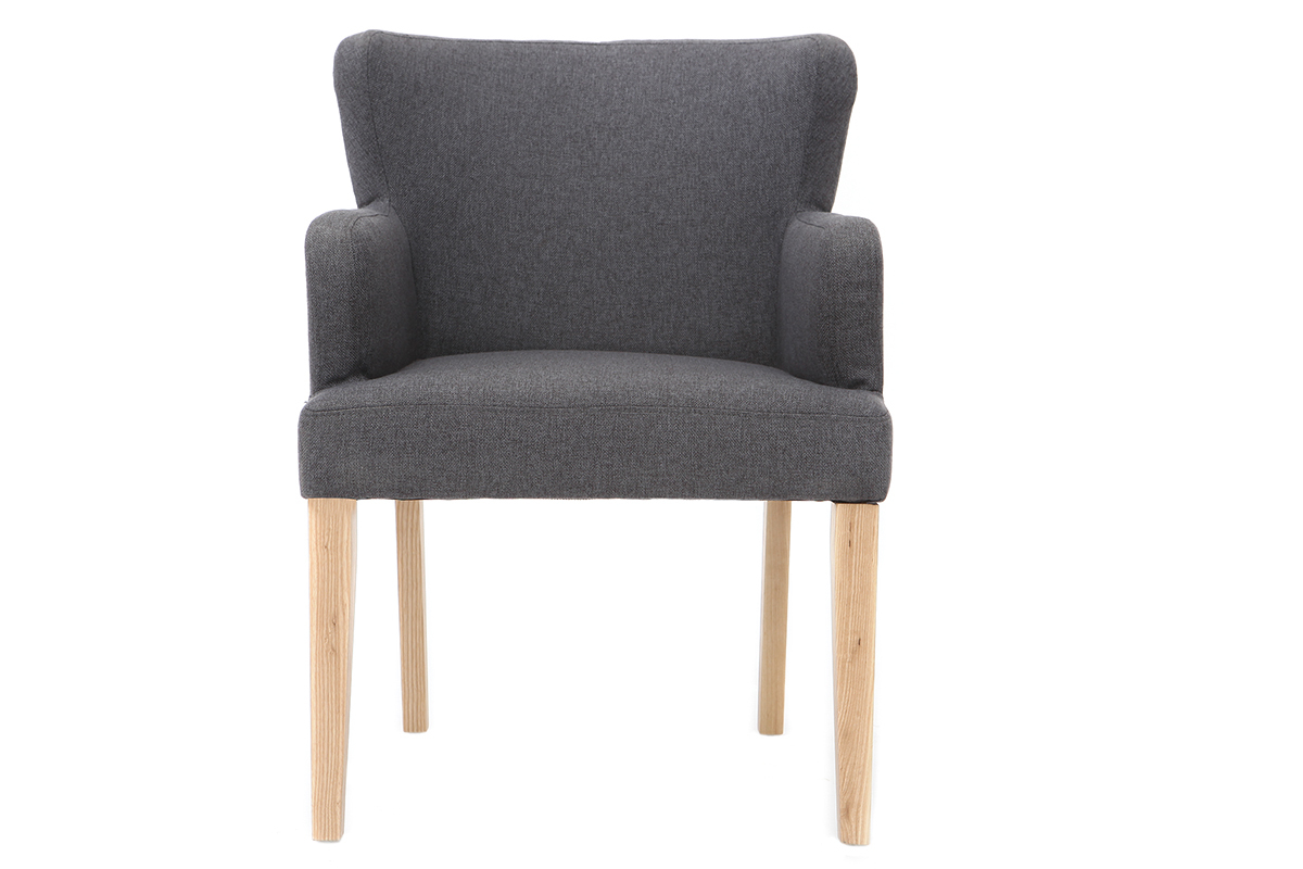 Silln clsico tejido gris oscuro patas madera clara RODIN