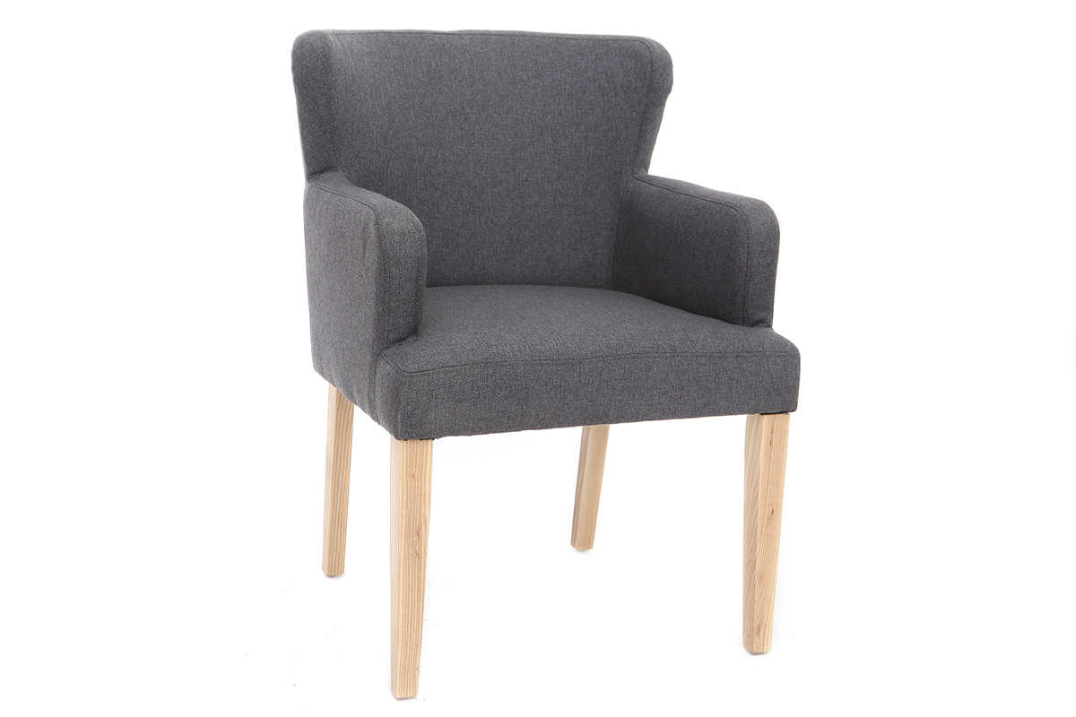 Silln clsico tejido gris oscuro patas madera clara RODIN