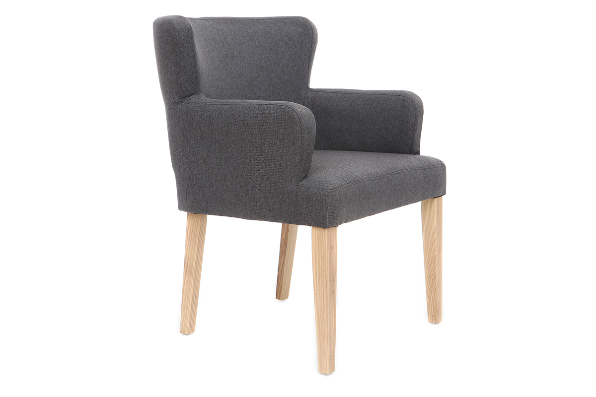 Silln clsico tejido gris oscuro patas madera clara RODIN