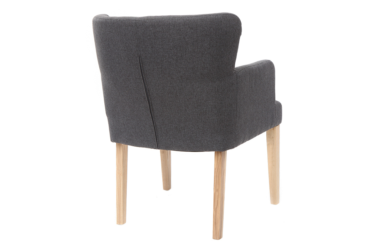 Silln clsico tejido gris oscuro patas madera clara RODIN