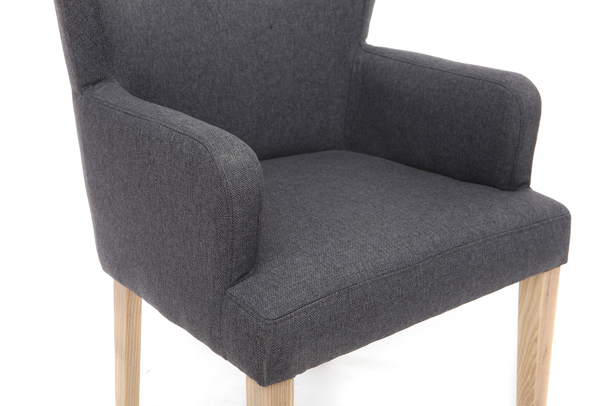 Silln clsico tejido gris oscuro patas madera clara RODIN