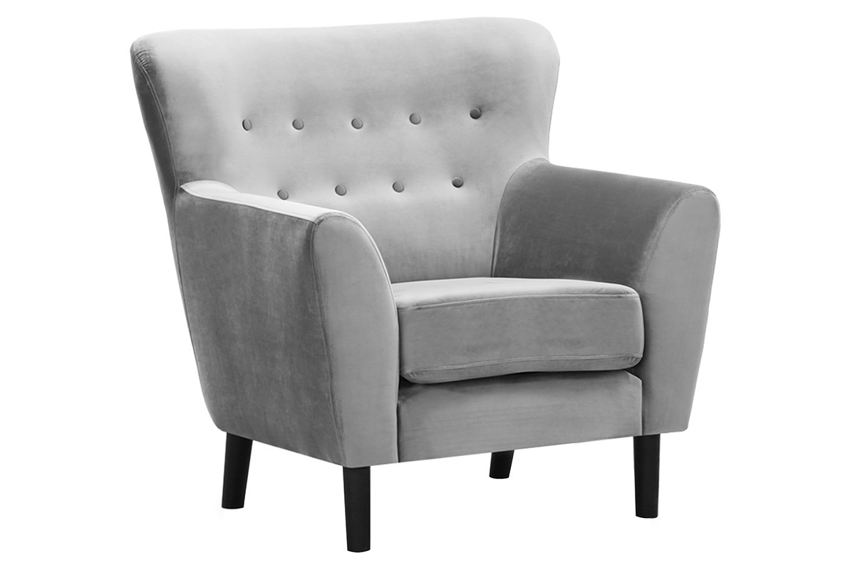 Silln clsico terciopelo gris MAYFAIR