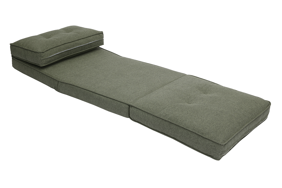 Silln convertible 1 plaza en tela verde caqui SALLY