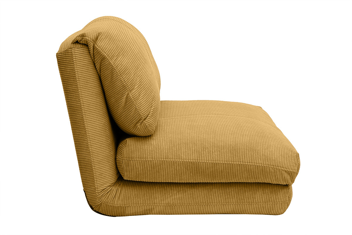 Silln convertible 1 plaza en terciopelo acanalado amarillo curry SPENCER