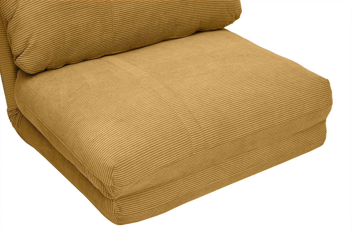 Silln convertible 1 plaza en terciopelo acanalado amarillo curry SPENCER