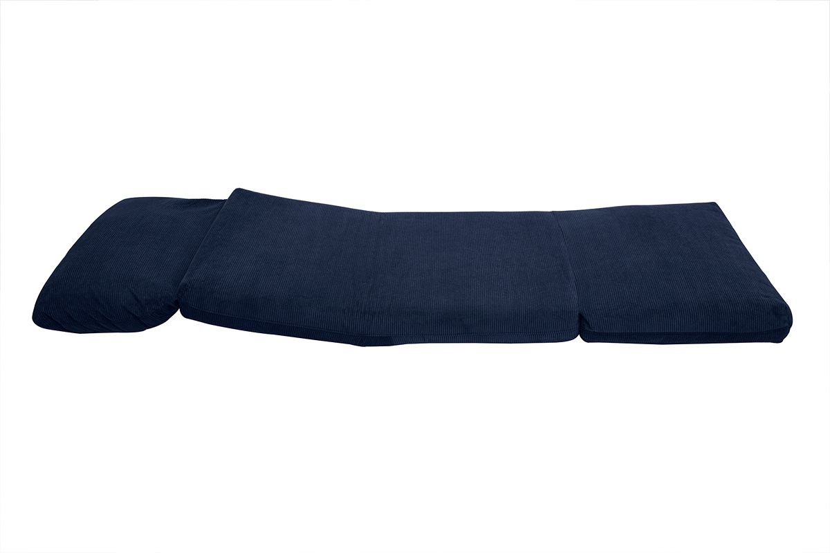 Silln convertible de 1 plaza en tela de terciopelo acanalado azul oscuro SPENCER