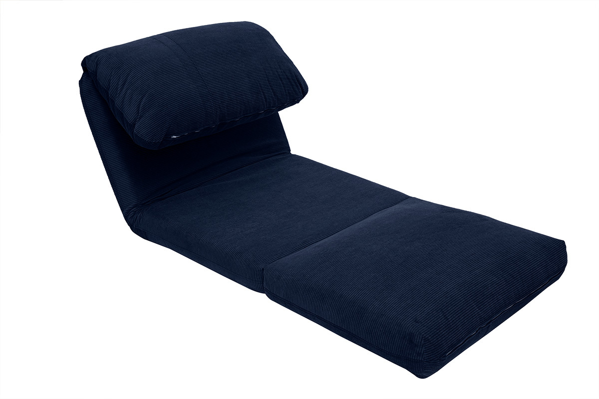 Silln convertible de 1 plaza en tela de terciopelo acanalado azul oscuro SPENCER