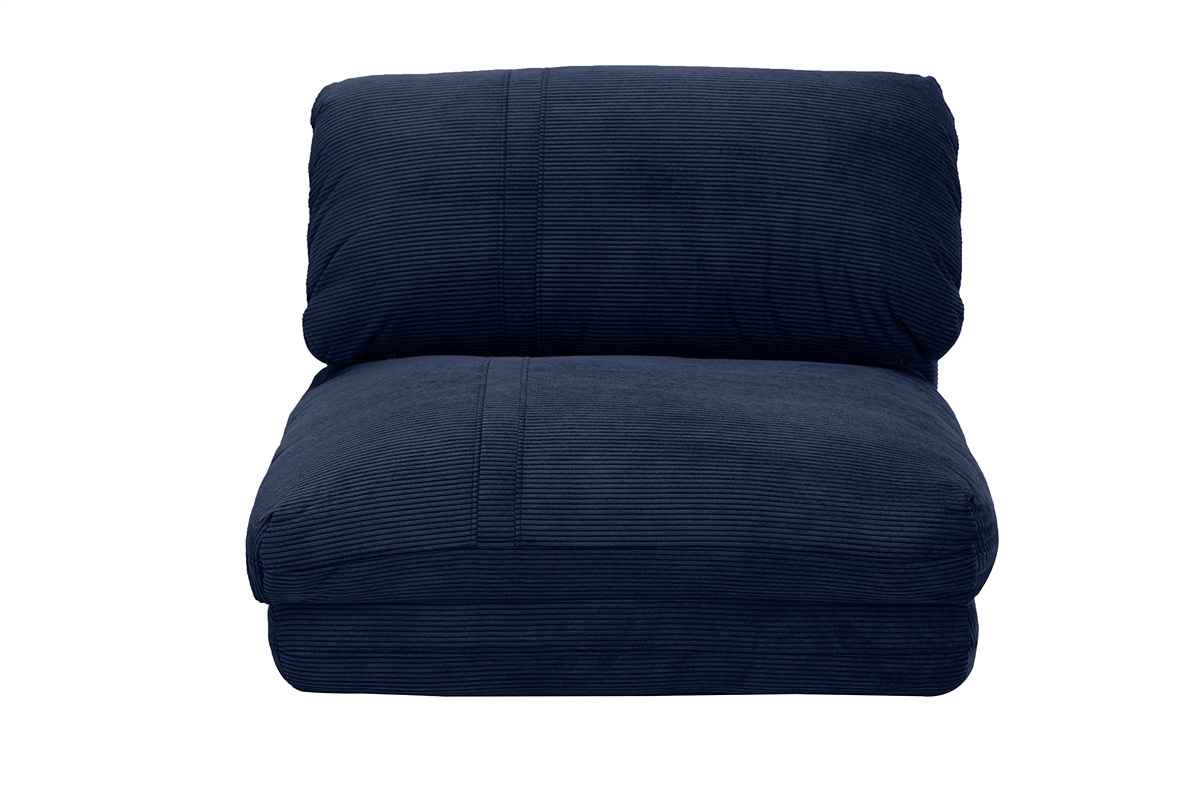 Silln convertible de 1 plaza en tela de terciopelo acanalado azul oscuro SPENCER