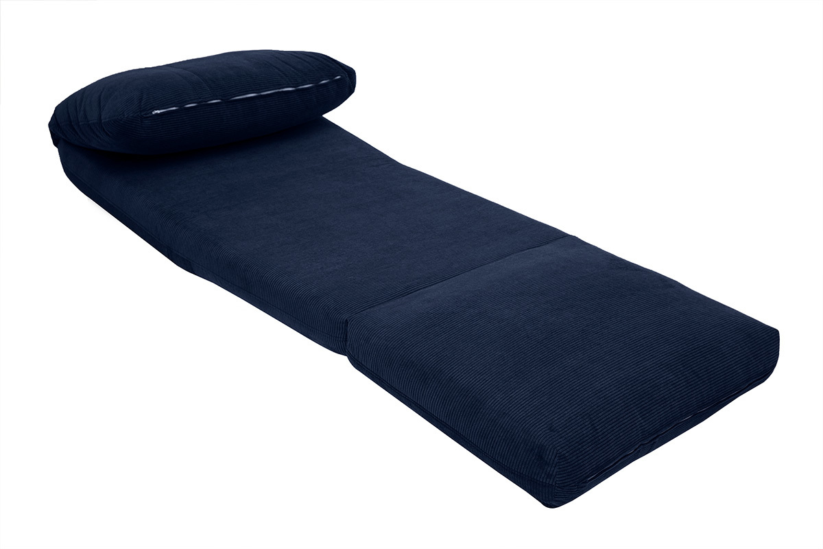 Silln convertible de 1 plaza en tela de terciopelo acanalado azul oscuro SPENCER