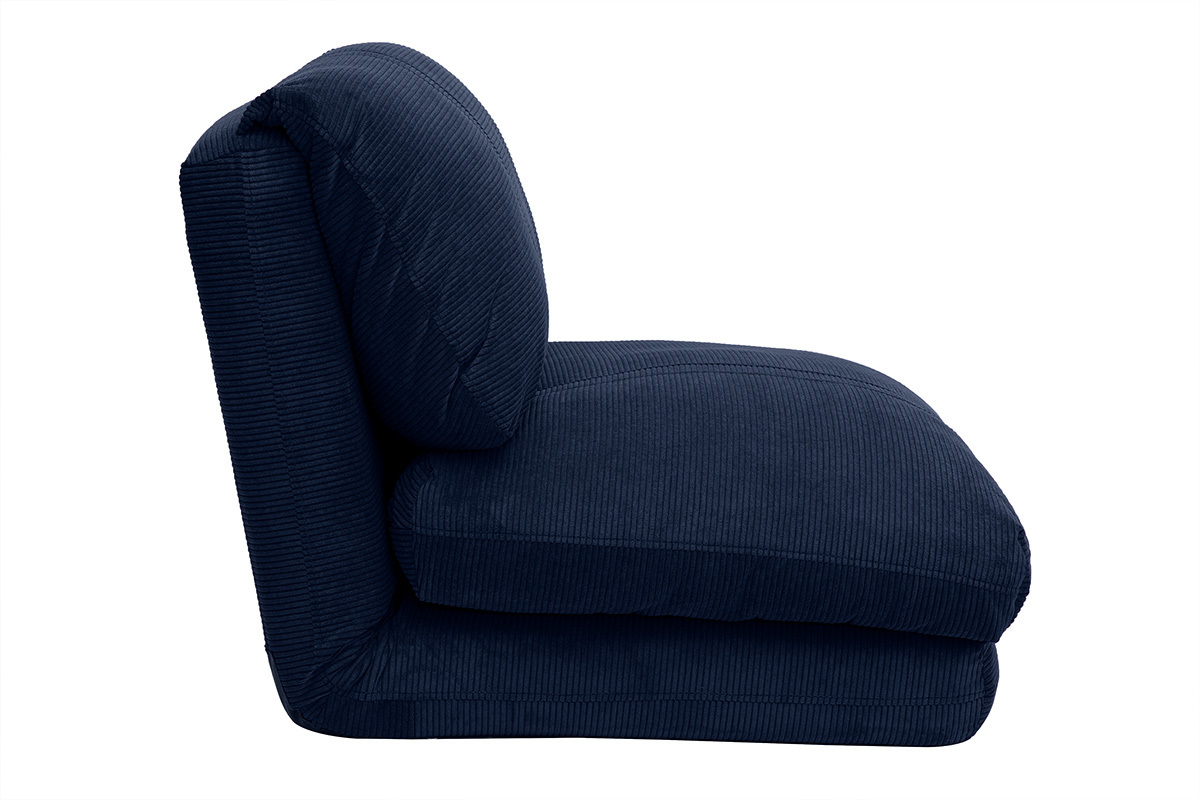 Silln convertible de 1 plaza en tela de terciopelo acanalado azul oscuro SPENCER