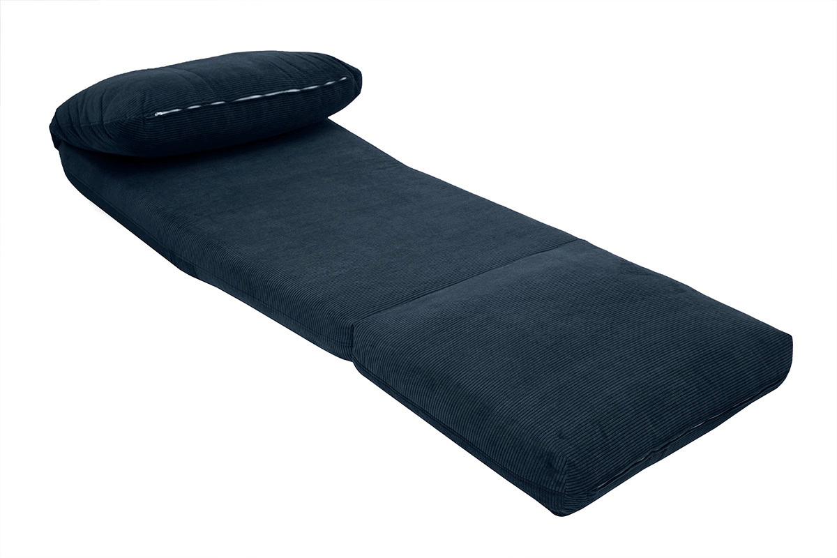 Silln convertible de 1 plaza en tela de terciopelo acanalado azul oscuro SPENCER