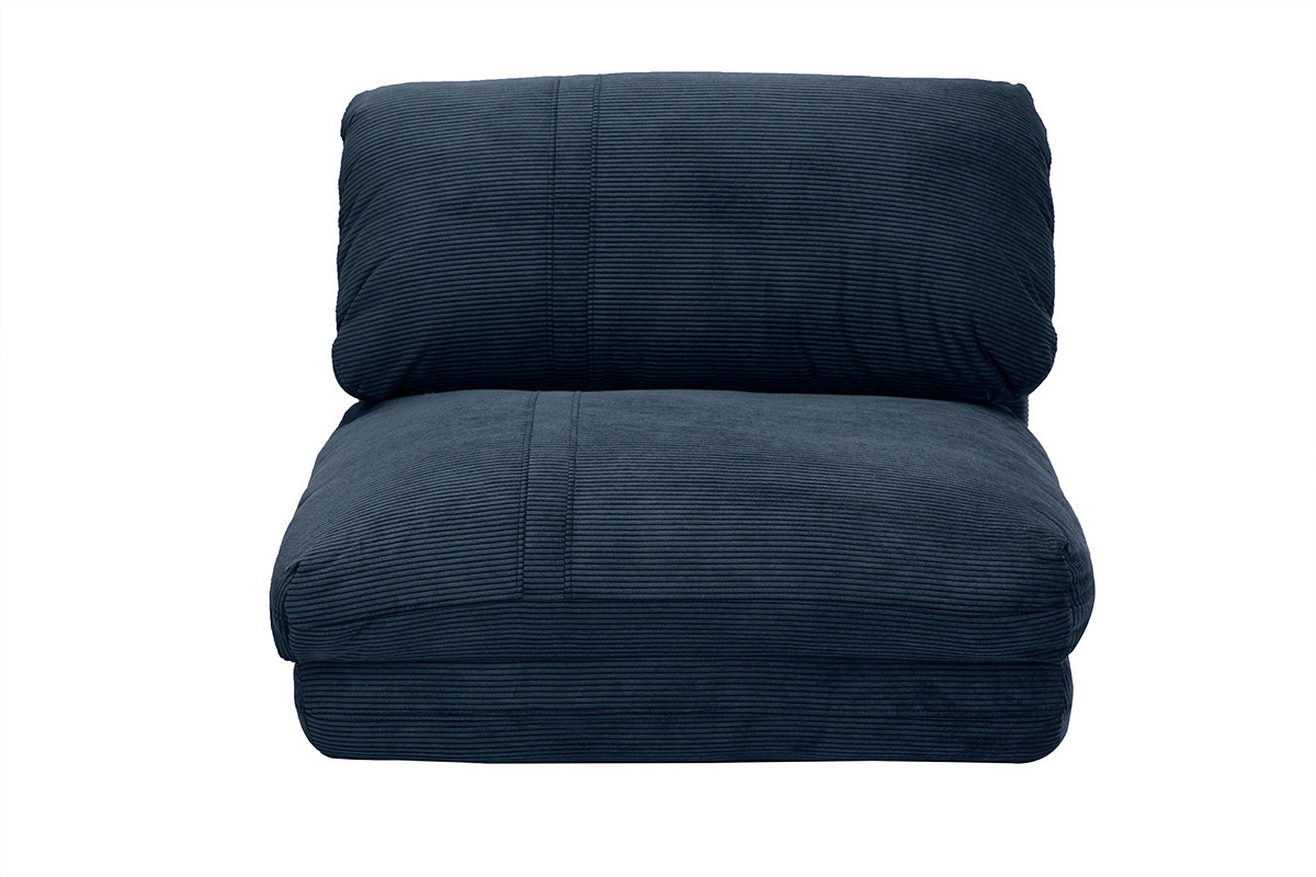Silln convertible de 1 plaza en tela de terciopelo acanalado azul oscuro SPENCER