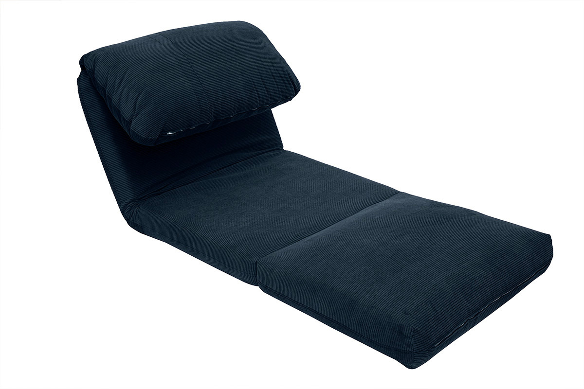 Silln convertible de 1 plaza en tela de terciopelo acanalado azul oscuro SPENCER