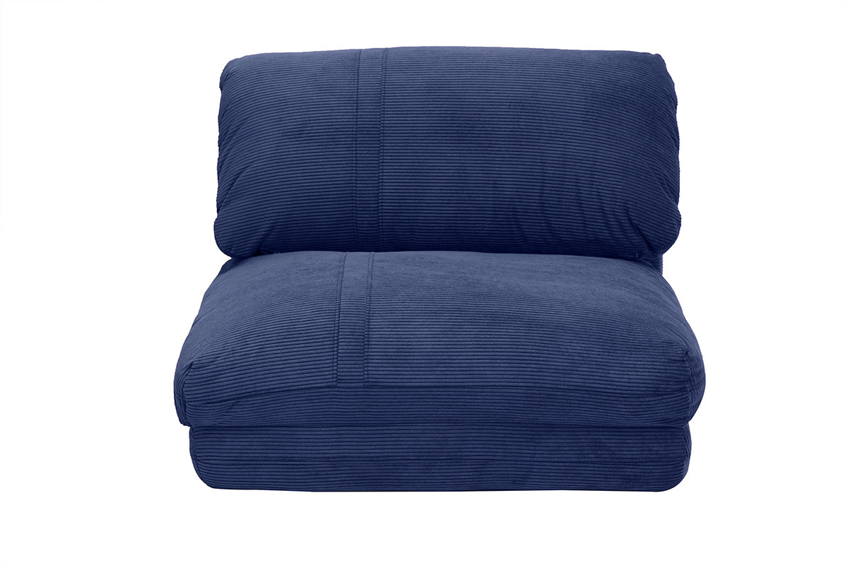 Silln convertible de 1 plaza en tela de terciopelo acanalado azul oscuro SPENCER