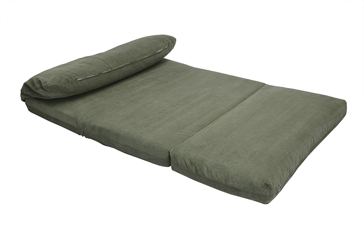 Silln convertible de 2 plazas en terciopelo acanalado verde caqui SPENCER