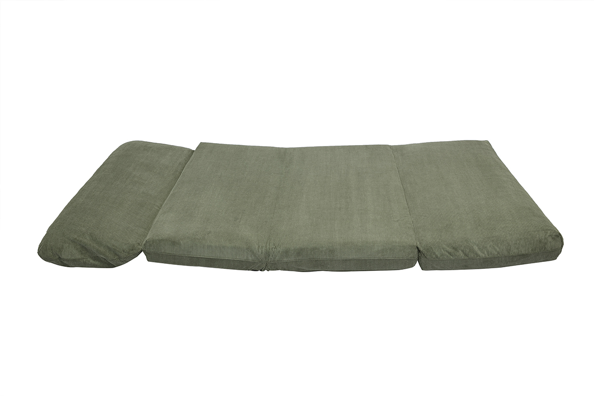 Silln convertible de 2 plazas en terciopelo acanalado verde caqui SPENCER