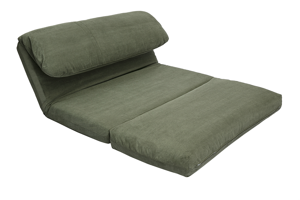 Silln convertible de 2 plazas en terciopelo acanalado verde caqui SPENCER