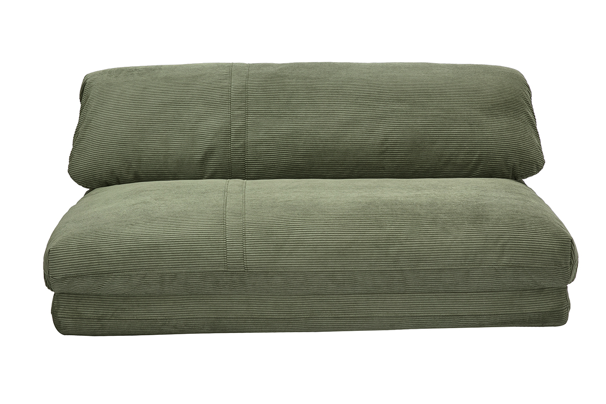 Silln convertible de 2 plazas en terciopelo acanalado verde caqui SPENCER