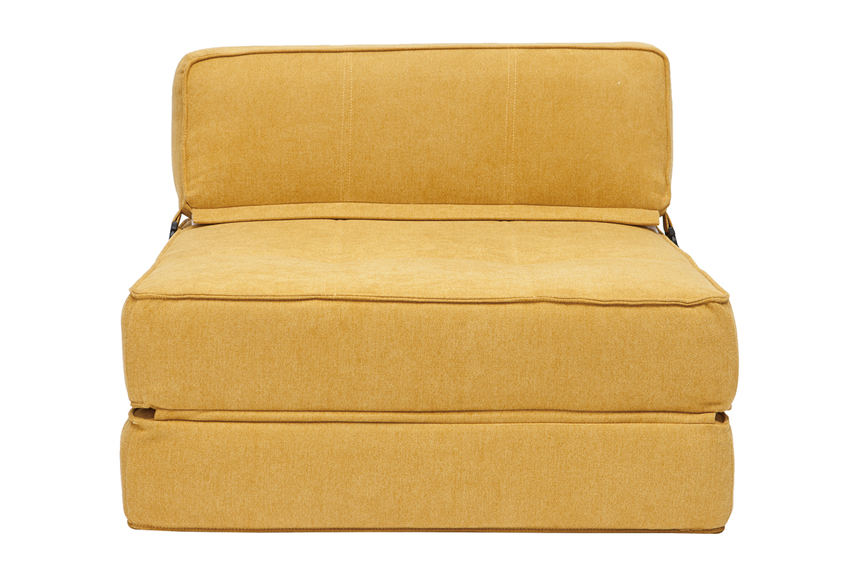 Sill�n convertible efecto terciopelo mostaza KATY