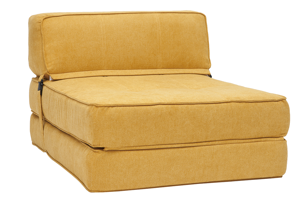Sill�n convertible efecto terciopelo mostaza KATY