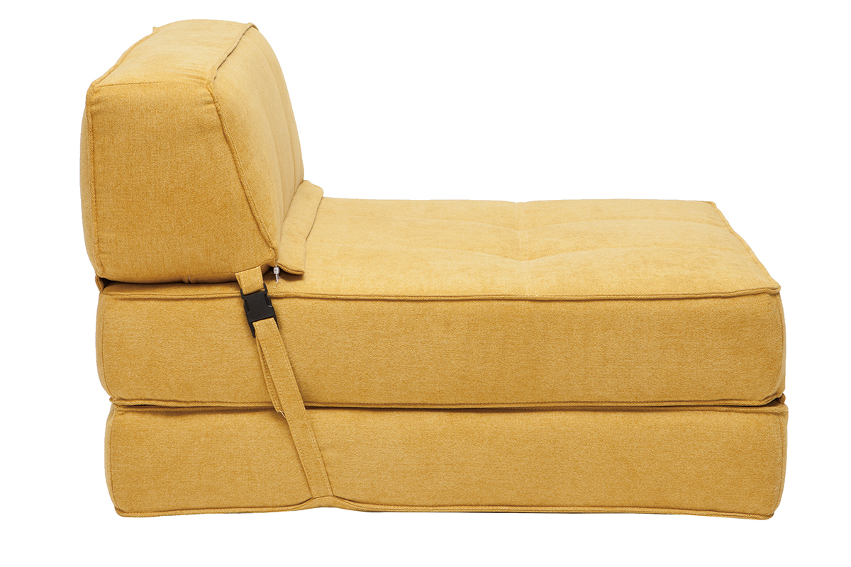 Sill�n convertible efecto terciopelo mostaza KATY