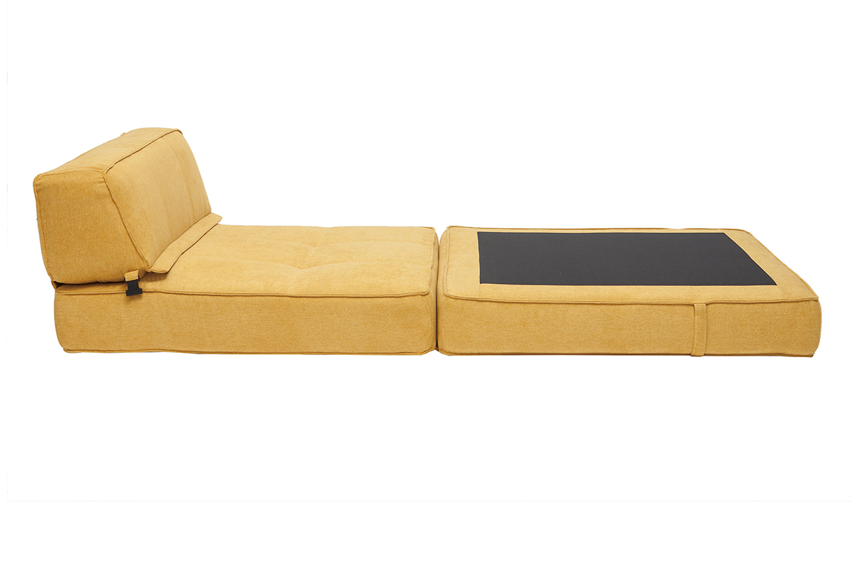 Sill�n convertible efecto terciopelo mostaza KATY