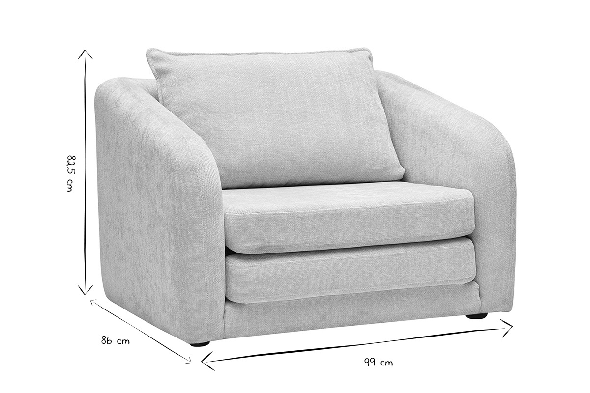 Silln convertible beige, dimensiones 82,5x86x99 cm, en negro y blanco.