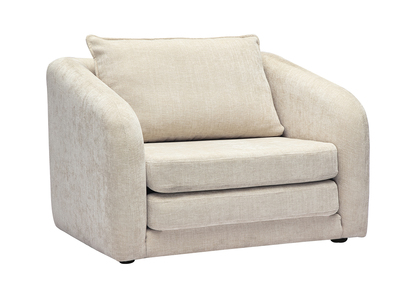 Sillón convertible en tejido efecto terciopelo texturizado beige MAHAUT