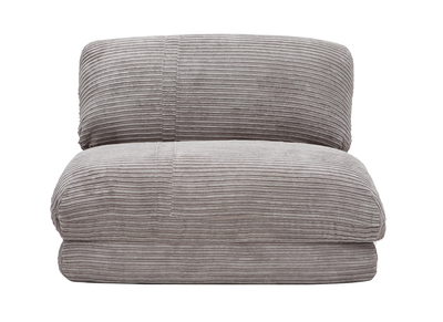 Sillón convertible en terciopelo acanalado gris claro SPENCER - Sillón convertible en terciopelo acanalado gris claro SPENCER