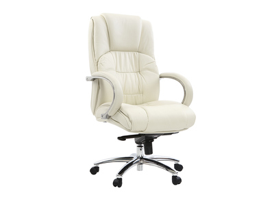 Sillón de dirección de cuero blanco DONATELLO - Sillón de dirección de cuero blanco DONATELLO