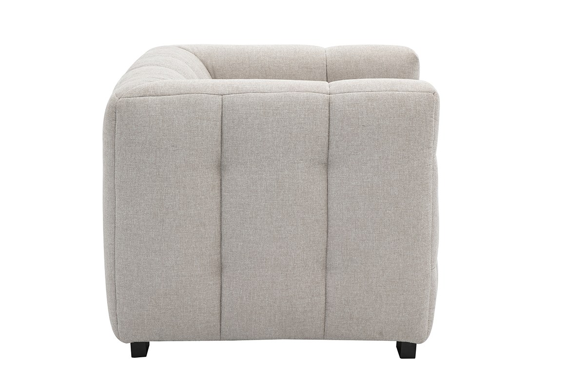 Silln de diseo en tela efecto terciopelo texturizado beige CORTO