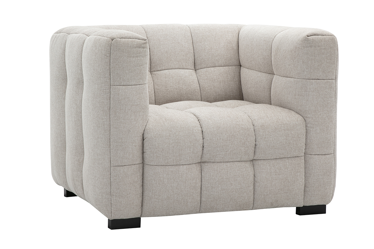 Silln de diseo en tela efecto terciopelo texturizado beige CORTO