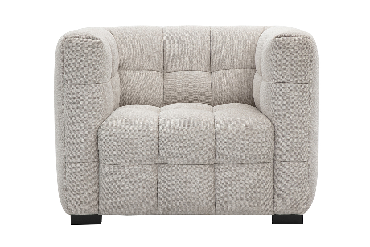 Silln de diseo en tela efecto terciopelo texturizado beige CORTO
