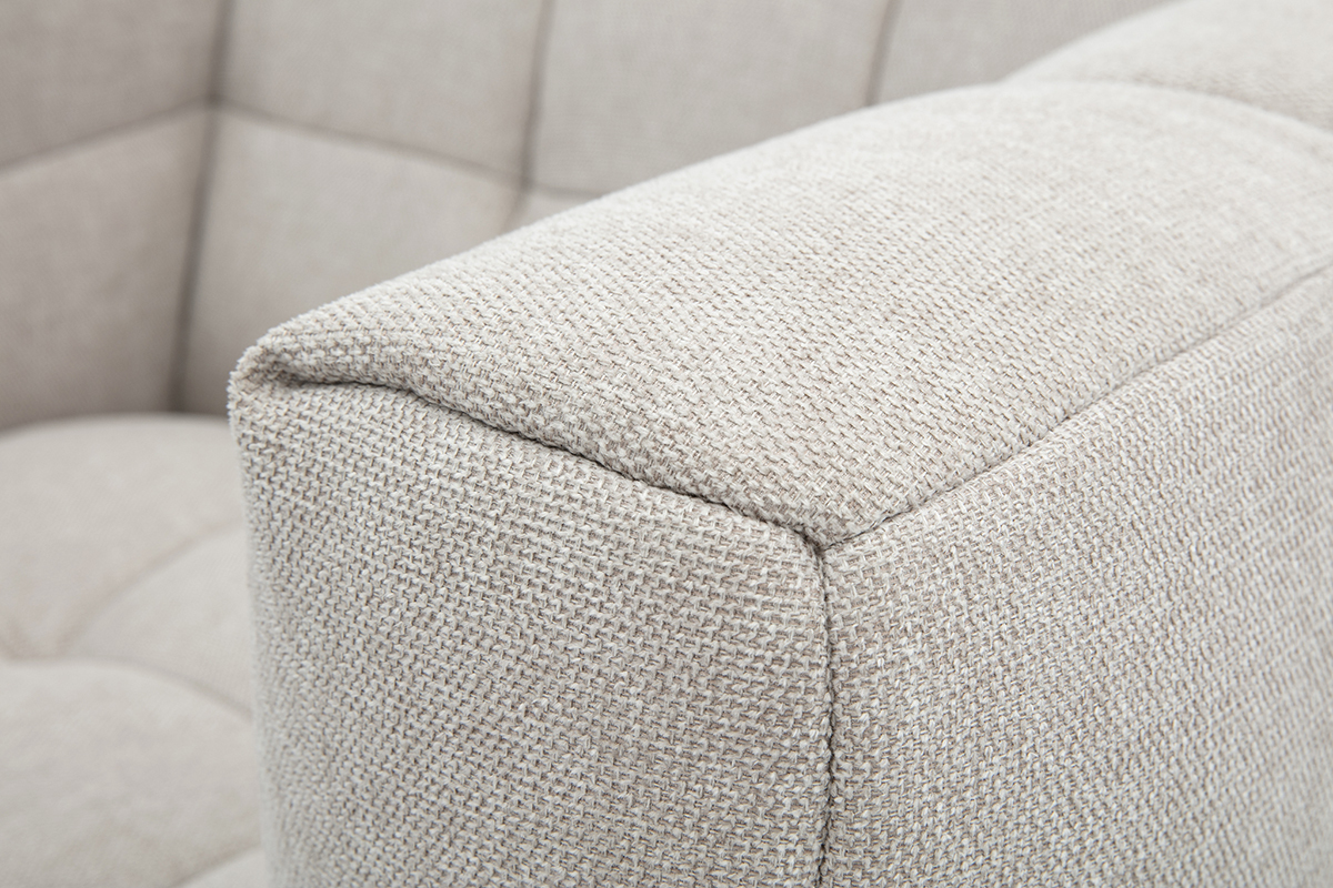 Silln de diseo en tela efecto terciopelo texturizado beige CORTO