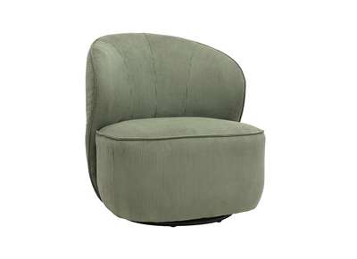 Sill&oacute;n de dise&ntilde;o giratorio de tejido de terciopelo acanalado verde caqui AMBER