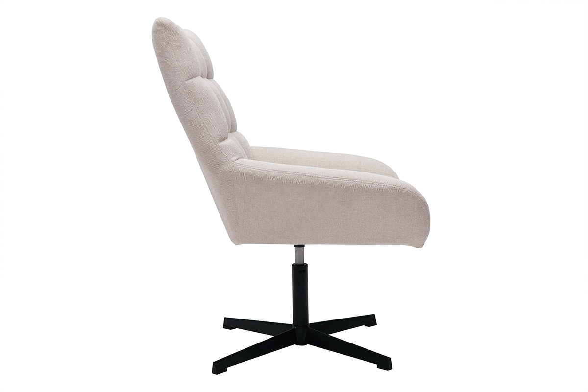 Silln de diseo giratorio de tejido efecto aterciopelado texturizado beige KING