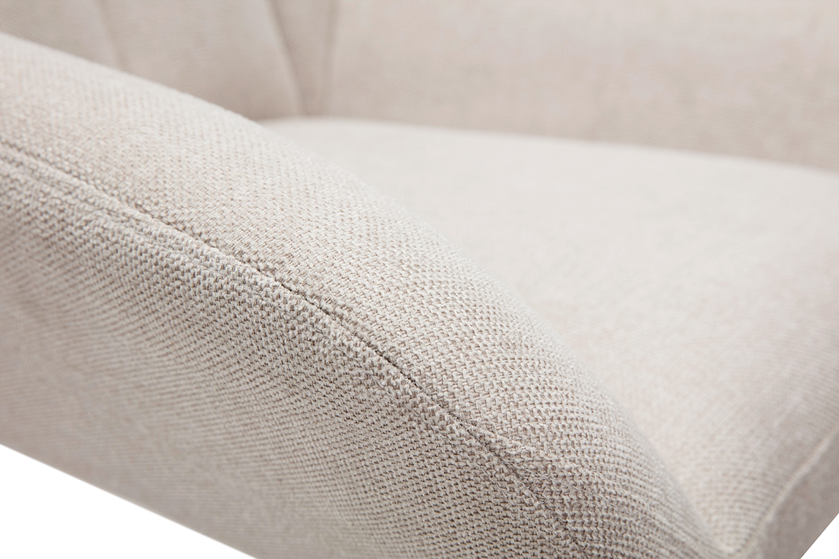 Silln de diseo giratorio de tejido efecto aterciopelado texturizado beige KING