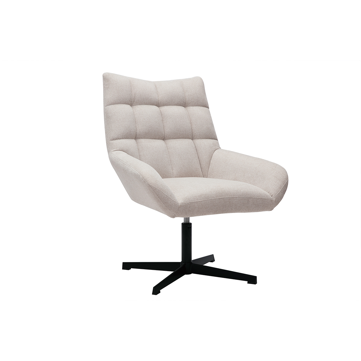 Sillón de diseño giratorio de tejido efecto aterciopelado texturizado beige KING