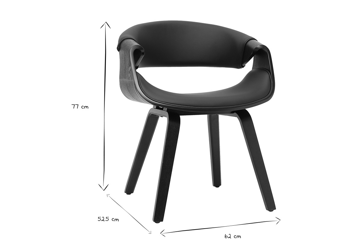 Sill�n de dise�o negro y madera negra ARAMIS
