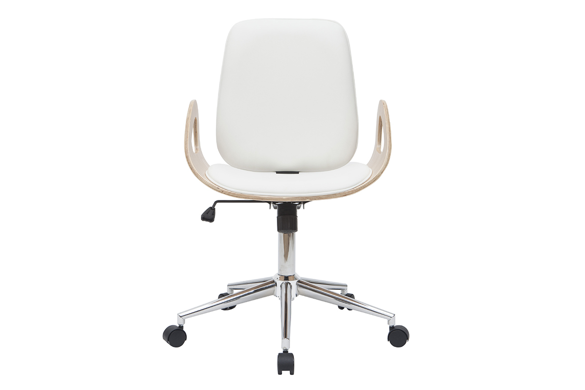 Silln de escritorio blanco y madera clara GLORY