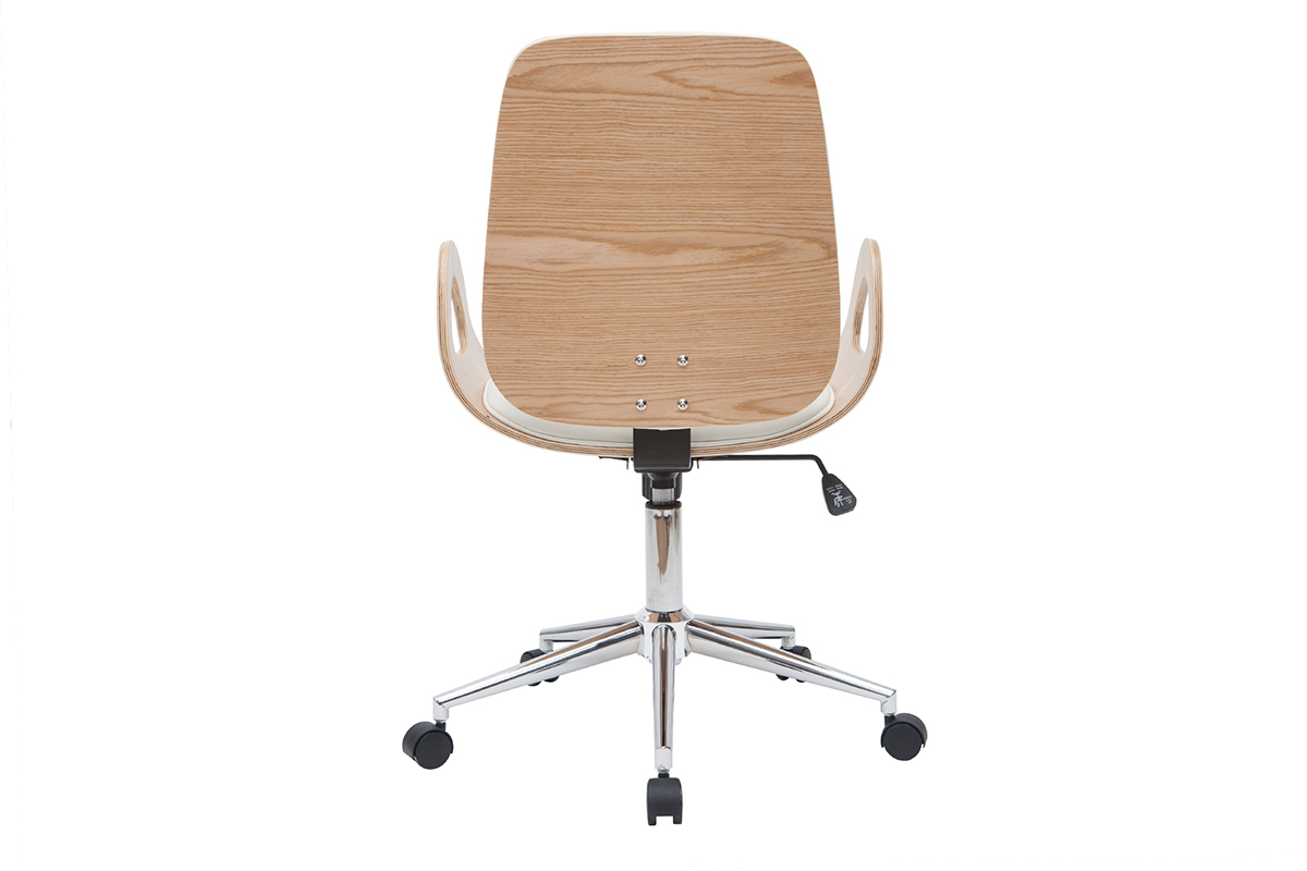 Silln de escritorio blanco y madera clara GLORY