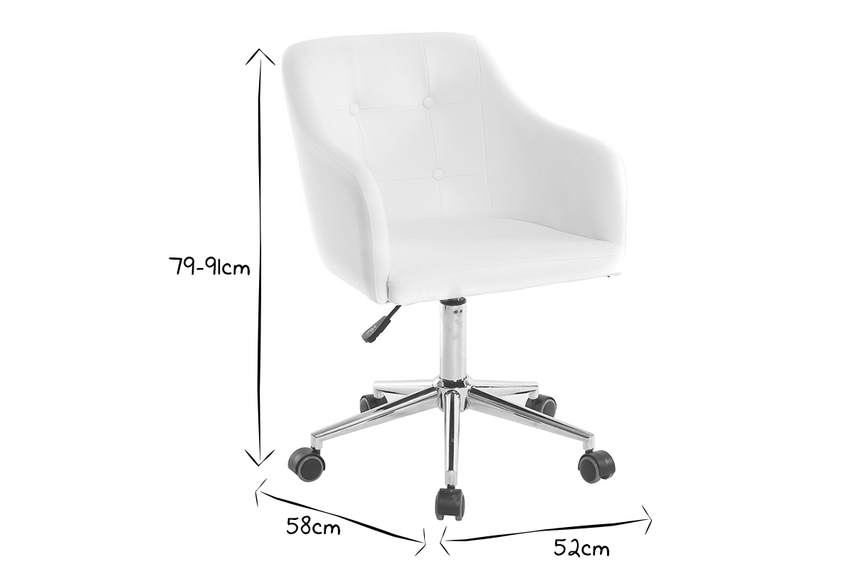 Silln de escritorio diseo PU blanco BALTIK