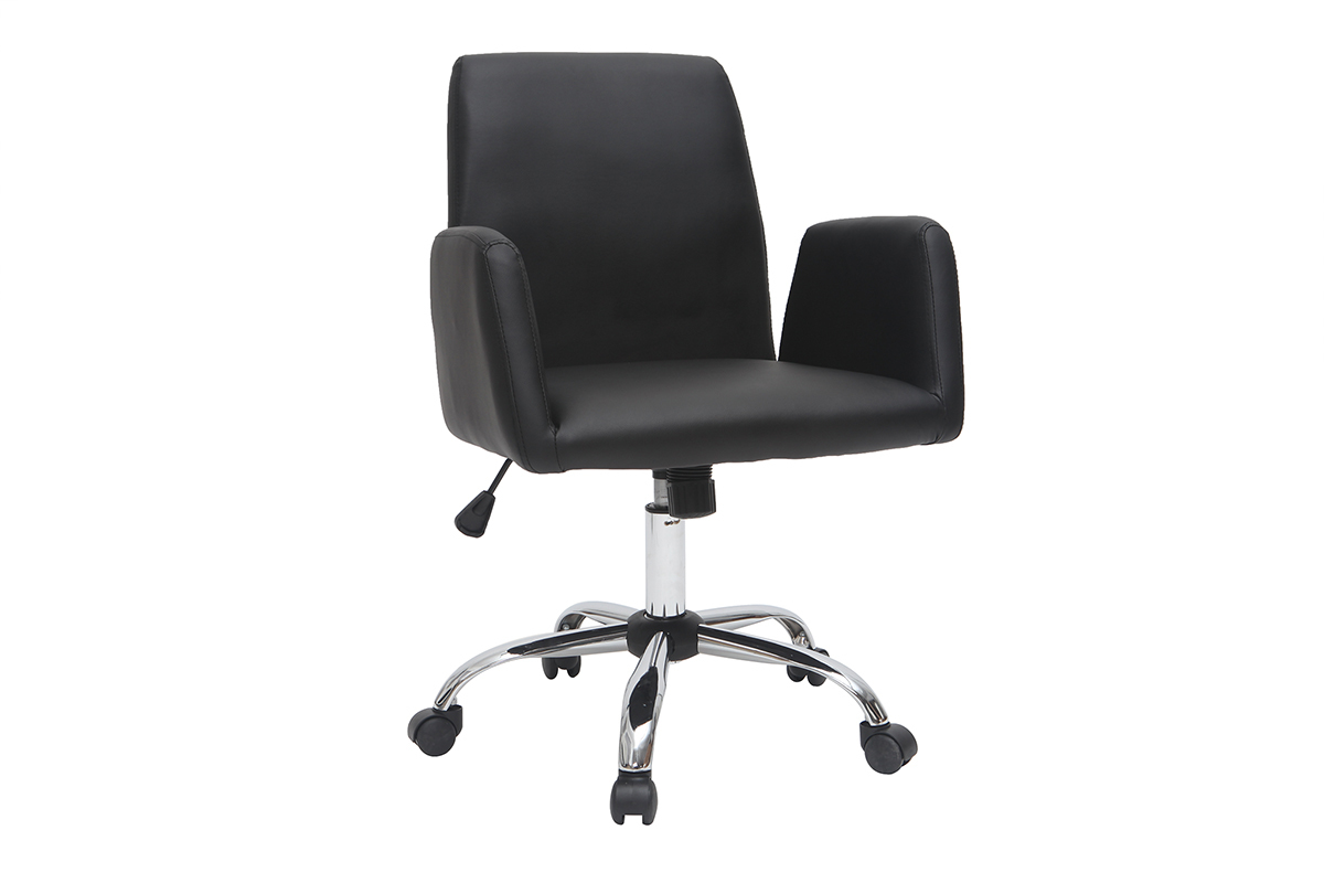 Silln de escritorio  diseo PU negro ARIEL