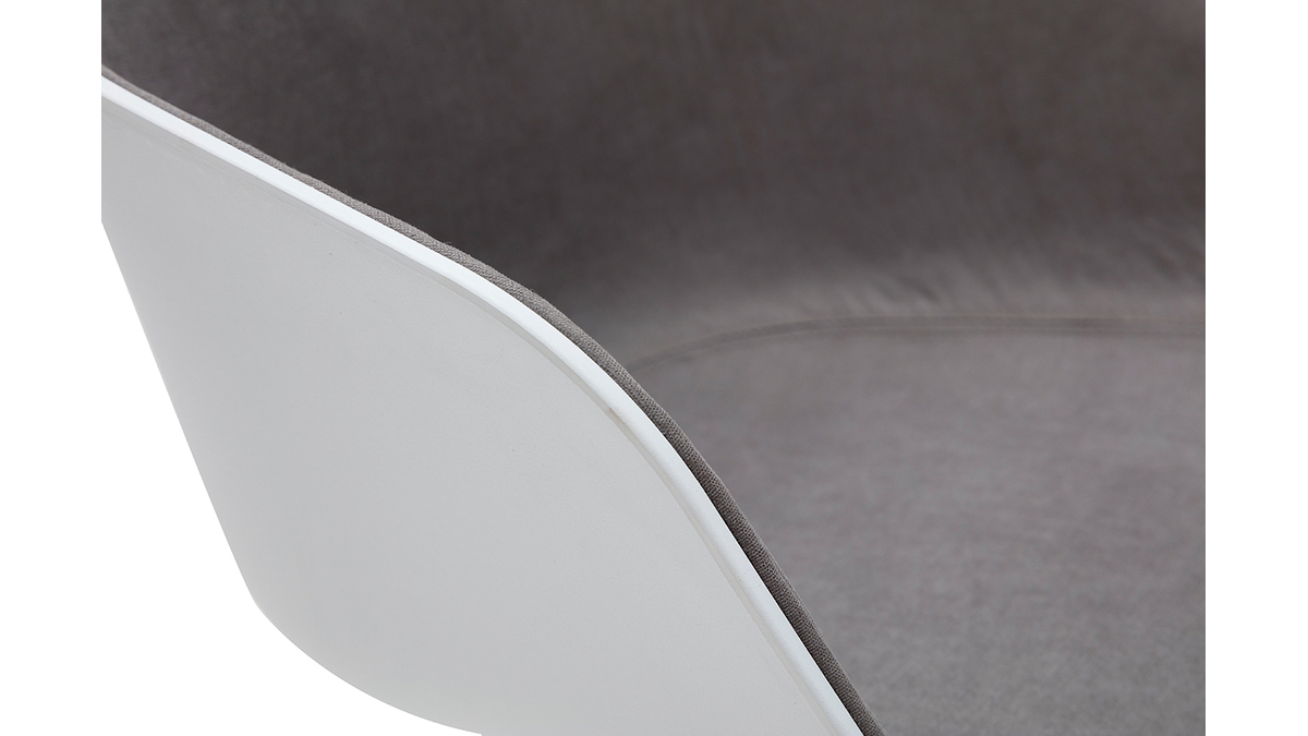 Silln de escritorio moderno blanco y tejido gris claro SCAFO
