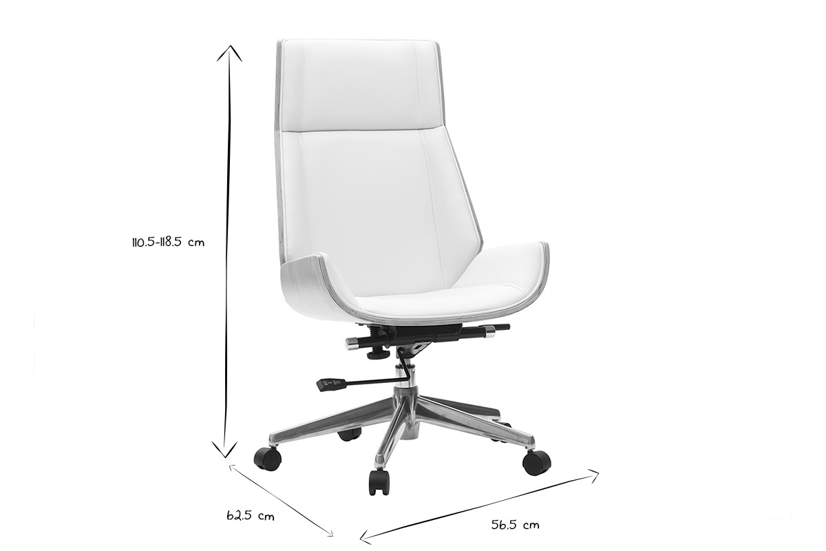 Silln de escritorio moderno madera clara y blanca CURVED