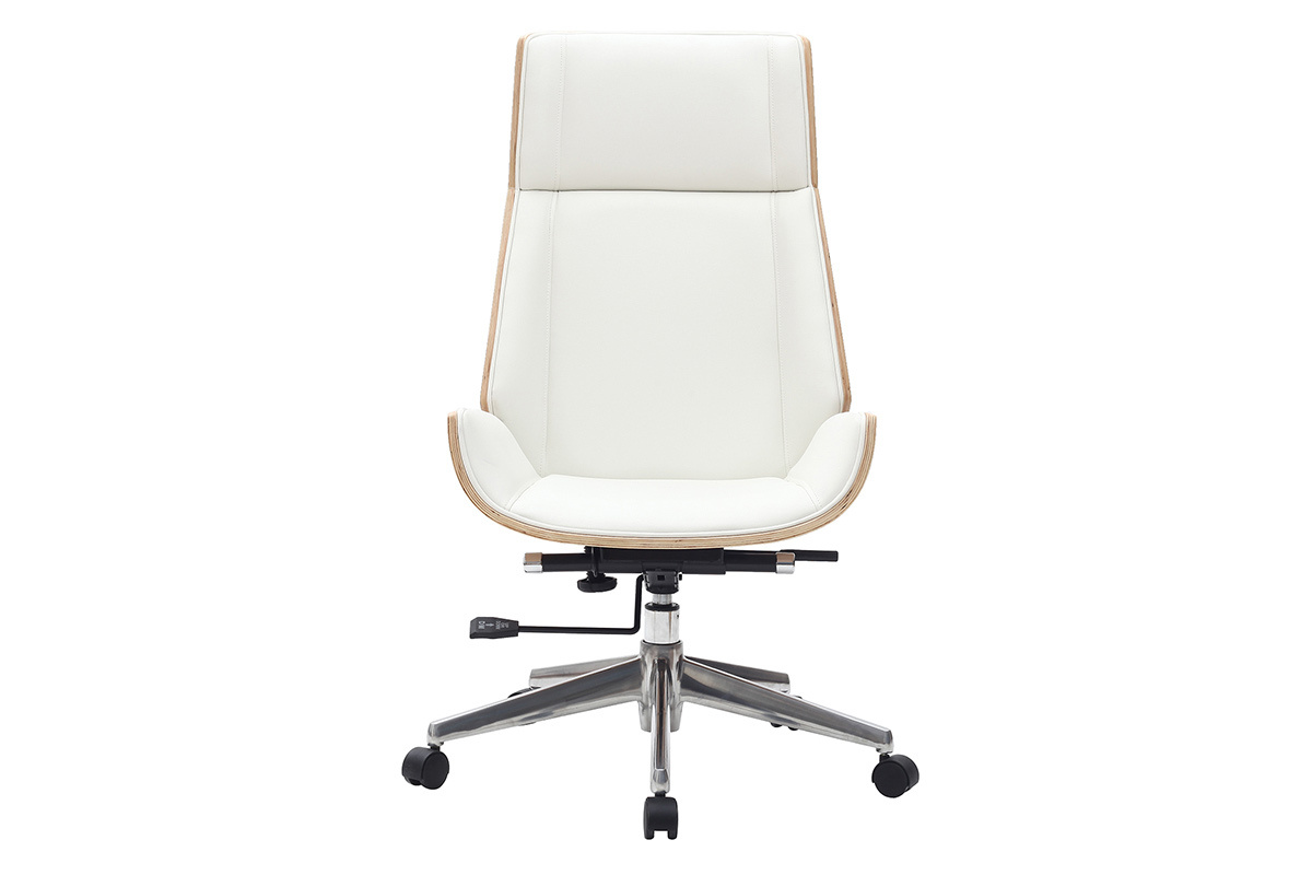 Silln de escritorio moderno madera clara y blanca CURVED