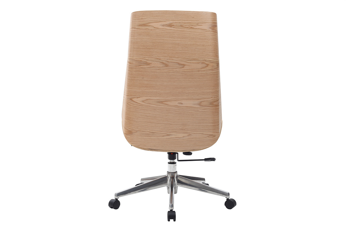 Silln de escritorio moderno madera clara y blanca CURVED