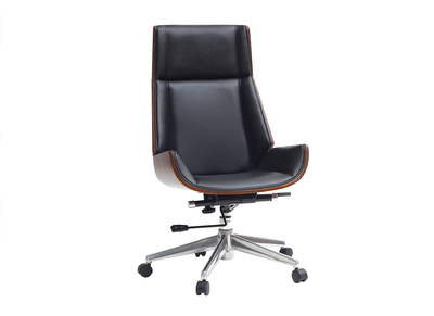 Sillón de escritorio moderno madera oscura y negro CURVED